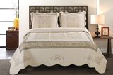 经典欧式全棉绗缝绣花床罩床盖纯棉三件套双人加厚床单机水洗特价