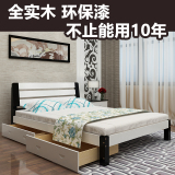 韩式全实木床松木床1.8米双人床1.5米白床1.2米公主床包邮