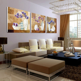 现代客厅装饰画沙发墙画三联水晶无框画卧室挂画抽象欧式花瓶壁画