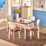 小户型伸缩抽拉桌子实木可折叠桌地中海英伦美式家用餐桌椅白饭桌