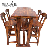 实木吧台椅 铁艺高脚桌 欧式复古酒吧凳 木质高脚椅 酒吧桌椅组合