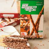韩国进口饼干 lotte乐天杏仁巧克力棒绿盒32g 杏仁味休闲零食特产