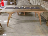 老榆木免漆家具茶桌实木茶台原木茶桌椅组合新中式禅意茶桌办公桌