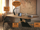 新老板桌办公家具简约时尚实木大班台经理桌铁艺办公桌原木电脑桌