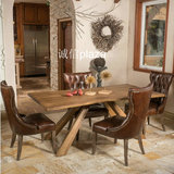 美式简约复古实木餐桌原木饭桌个性创意办公桌北欧休闲桌松木长桌