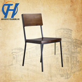 美式乡村欧式铁艺靠背户外休闲折叠高档西餐椅家用实木简单厅椅子