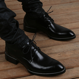 夏季韩版青年男士英伦黑色内增高6cm真皮商务休闲尖头系带皮鞋子