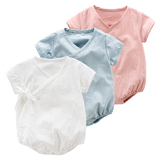 婴儿衣服 夏季宝宝包屁衣纯棉短袖爬服薄款三角哈衣 新生儿连体衣