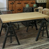 美式工业复古家具loft风格铁艺实木书桌办公桌咖啡厅餐厅餐桌铁木