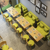 简约现代实木休闲扶手咖啡厅西餐厅奶茶店卡座双人沙发桌椅组合