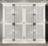 RH美式实木百叶门衣柜书橱法式复古天地锁餐边柜卧室储物展示柜