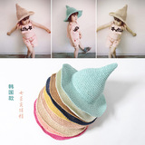 宝宝帽子1-2-4岁夏韩版女童遮阳公主草帽凉帽巫师尖尖帽儿童帽子