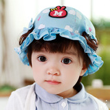 婴儿帽子春秋季6-12个月女宝宝假发帽公主帽新生儿遮阳帽男女童帽