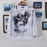秋冬新款nba篮球星3D印花套头卫衣 男士库里詹姆斯长袖外套上衣潮