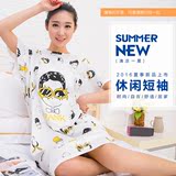 新款韩版白色卡通图案睡裙女夏季纯棉学生公主休闲品牌睡裙可外穿