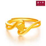 周大福珠宝首饰环绕心足金黄金戒指女款（工费48计价）F86816