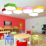 几何吸顶灯led创意彩色六边形蜂窝幼儿园教室网咖服装店办公室灯