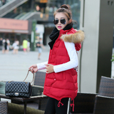 2015秋冬季韩版中长款羽绒棉马甲女装修身坎肩外套时尚百搭马夹潮