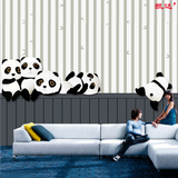 现代简约卡通3D可爱熊猫大型壁画客厅沙发电视背景墙纸儿童房壁纸