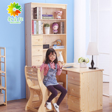 宜家环保实木电脑桌台式田园松木书桌书架组合儿童学习桌家用家具