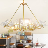 全铜美式艺术吊灯北欧小鸟创意个性玻璃客厅餐厅纯铜饭厅大厅灯具