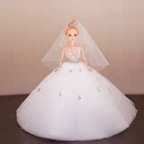 3D真眼儿童女孩生日礼物 玩具新娘闺蜜女孩芭比娃娃婚纱 公主大裙