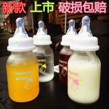 韩国ulzzang学生奶瓶成人吸管杯磨砂奶嘴玻璃杯创意便携个性水杯