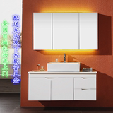 简约现代橡木浴室柜大理石台面洗手台吊式洗漱台可定制尺寸储物柜