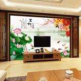 客厅大型壁画3d立体无缝电视背景墙纸壁画墙壁纸墙纸荷花家和富贵