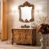 欧式美式浴室柜组合箭牌卫浴橡木实木落地柜陶瓷洗漱脸盆出售