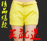 2016新款夏季大码休闲裤女显瘦型修身热裤糖果色潮百搭流女短裤