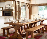 复古餐桌长桌椅组合美式loft个性大型长条桌做旧创意长凳实木长桌
