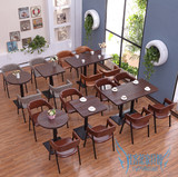 甜品奶茶店桌椅组合小吃店面馆loft桌椅西餐厅咖啡厅桌椅组合简约