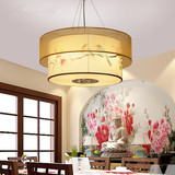 现代中式吊灯客厅餐厅吸顶灯手绘国画羊皮茶楼酒店简约圆形吊灯具