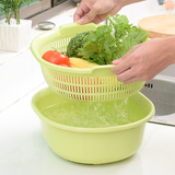 日本进口厨房蔬菜清洗盆沥水篮大号塑料洗菜盆超大容量水果收纳篮