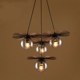 现代简约玻璃罩飞碟魔豆吊灯美式乡村工业铁艺创意个性灯具