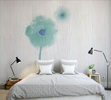 现代简约艺术电视背景墙沙发卧室背景个性定制壁画木板印花蒲公英