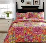 2016新款美式床品床盖套件 纯棉拼布绗缝被三件套 手工被空调被