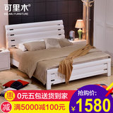 全实木床纯白色婚床1.2-1.8-1.5米橡木高箱储物韩式田园单双人床