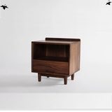 实木原木色简约现代日式北欧风格家具黑胡桃橡木床头柜