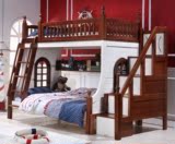 儿童床地中海美式高低床子母床全实木双层上下床松木组合床海盗床