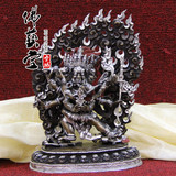 进口尼泊尔精品紫铜鎏银普巴金刚护法像佛像（双身）7寸