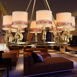 现代美式全铜客厅吊灯  新中式高档欧美酒店餐厅卧室马头别墅灯具