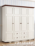 地中海风格实木组合大衣柜带抽屉白色2门4门储物衣橱卧室家具定制