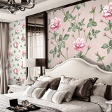欧式现代田园玫瑰客厅电视沙发卧室背景墙无缝无纺布墙纸壁画壁纸