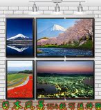 唯美风景画海报日本风景樱花富士山雪山北海道风光花海装饰画定制