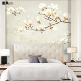 大型酒店客厅沙发卧室背景墙壁纸壁画墙纸装饰画现代中式手绘花卉