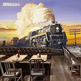 欧美复古油画蒸汽车壁画餐厅酒吧休闲吧火车背景墙壁纸无纺布墙纸