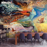 定制大型壁画复古餐厅休闲吧KTV墙纸抽象油画人物电视背景墙壁纸