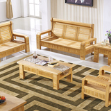 实木沙发组合木质小户型客厅家具全榉木原木新中式单双三人位沙发